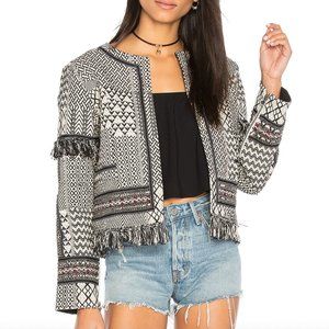 Ale by Alessandra Marcella Jacket Tweed Beaded Blazer Fitted Blazer fringe